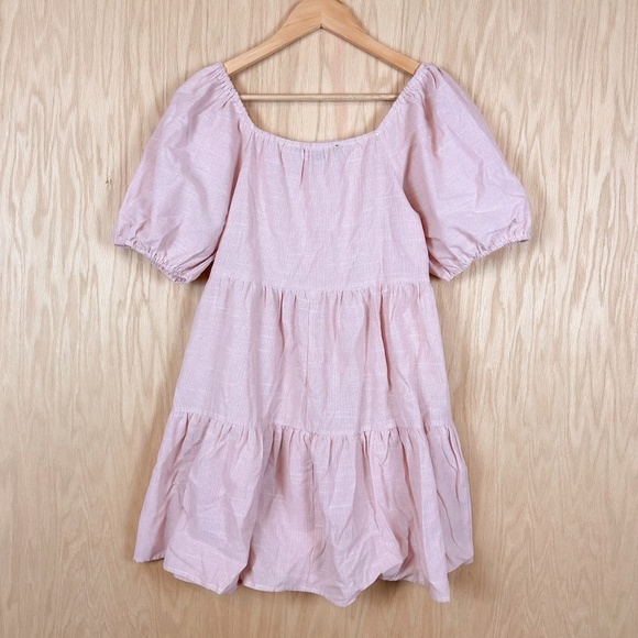 HYFVE Pink Puff Sleeve Tiered Mini Dress - Picture 4 of 6